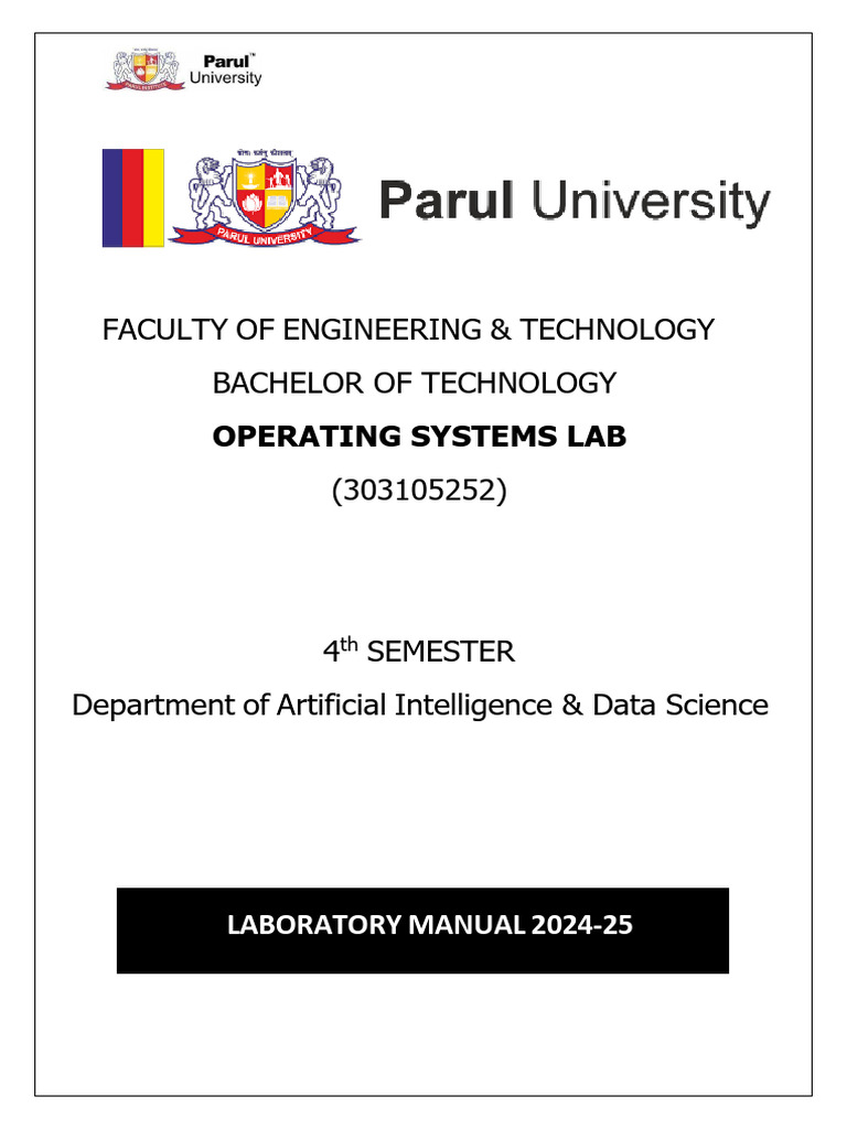Operating Systems Lab Manual 2024-25 | PDF | Shell (Computing ...