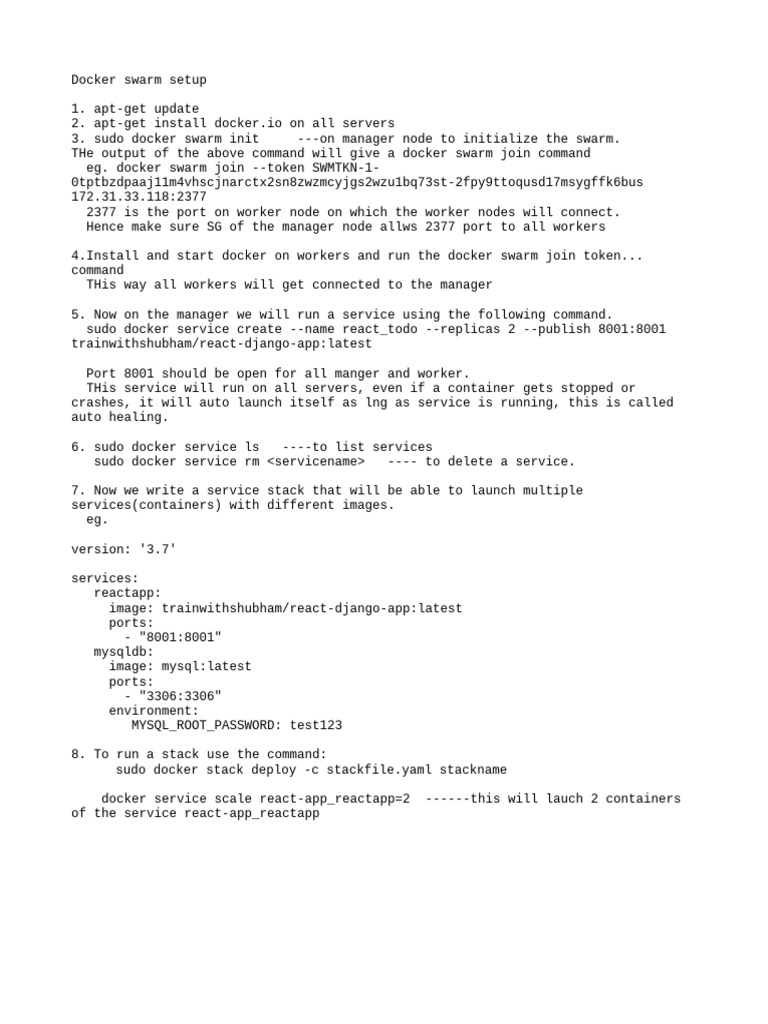 Docker Swarm Setup Guide | PDF