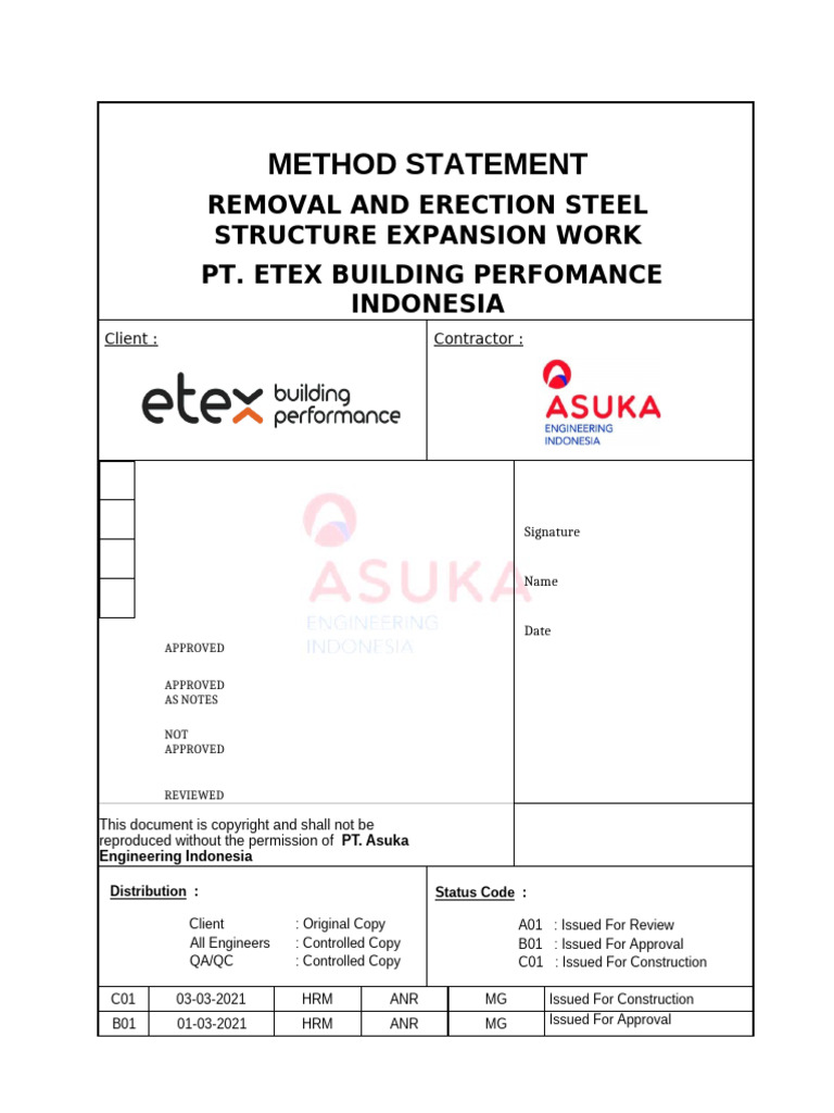 Methode Statement Dma Expansion Structure Pt. Etex Ebpi 2021 Rev. 01 ...