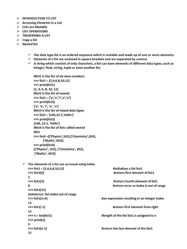 Python List Operations and Methods | PDF | Cyan | Magenta