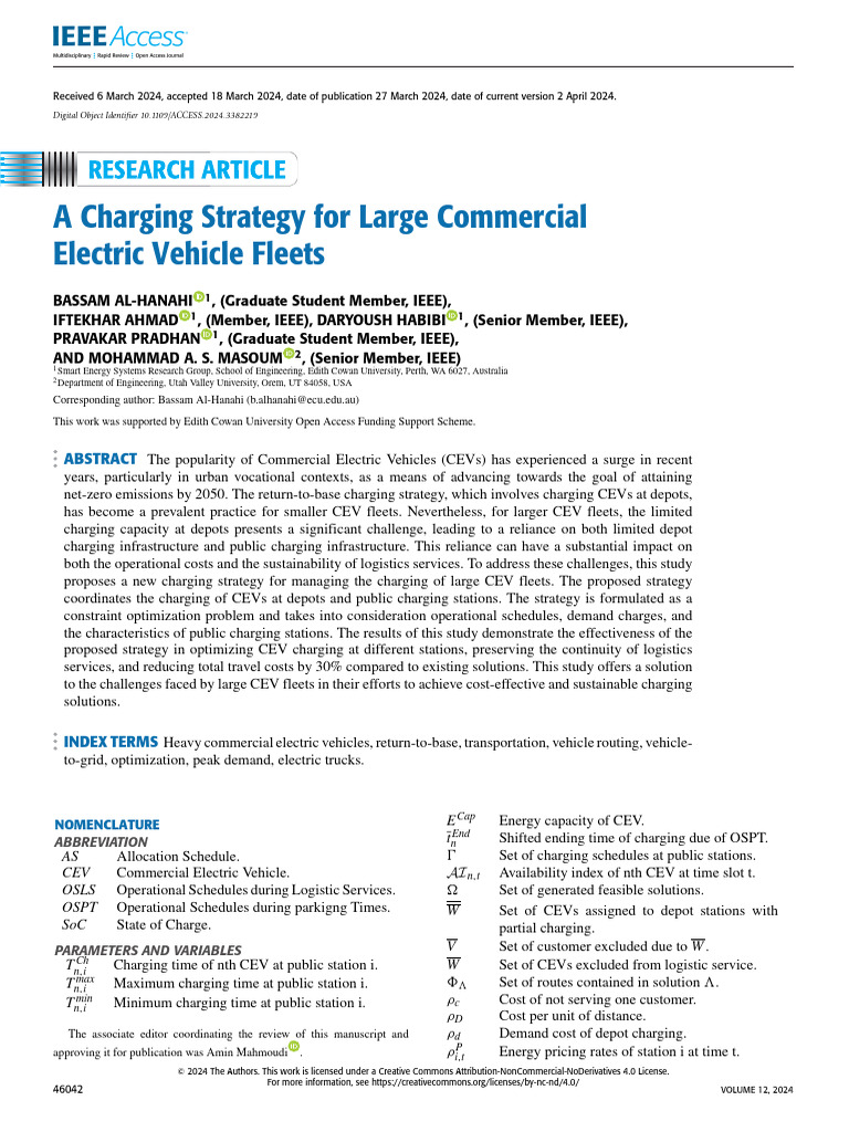 A Charging Strategy For Large Commercial Electric Vehicle Fleets | PDF ...
