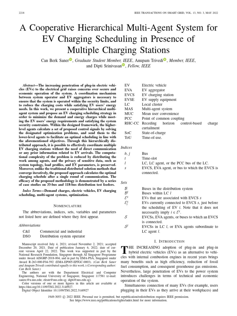EV Charging Scheduling via Multi-Agent System | PDF | Electric Vehicle ...