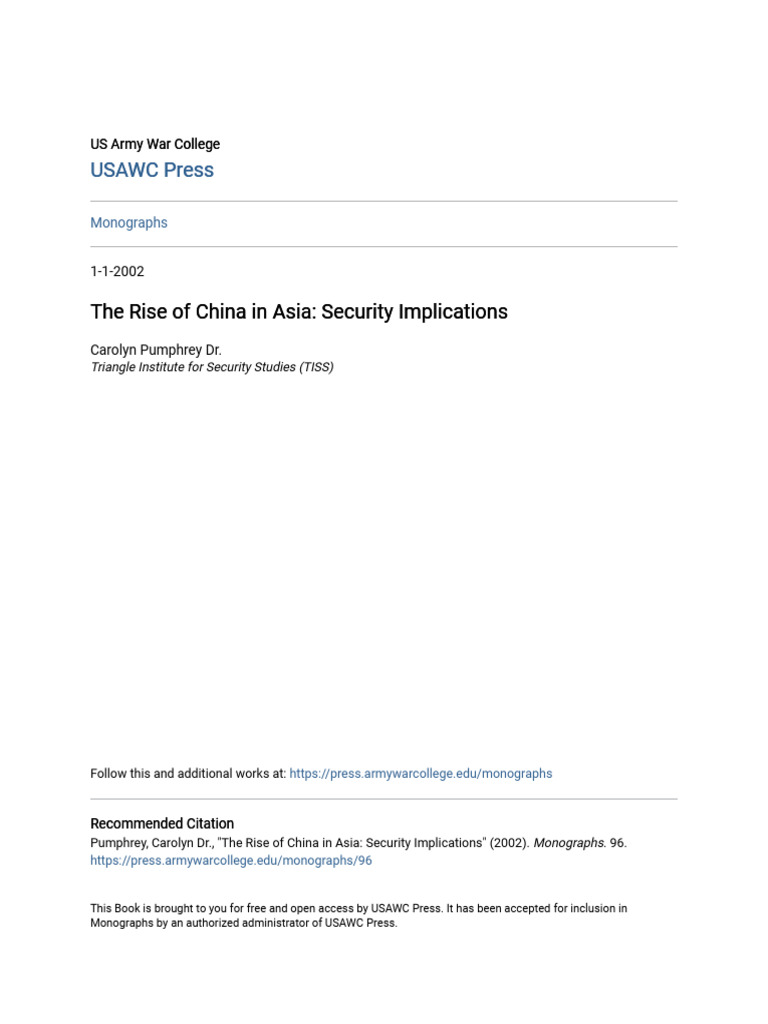 The Rise of China in Asia - Security Implications | PDF | China | World ...
