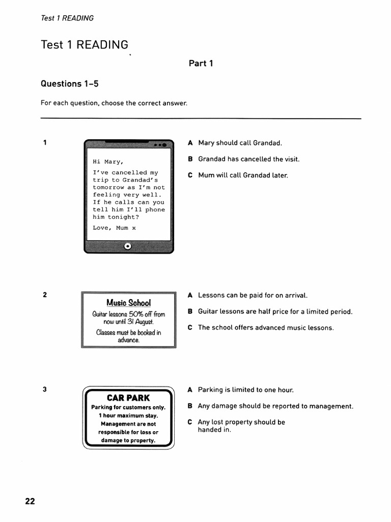 Collins B1 Preliminary Reading Test | PDF