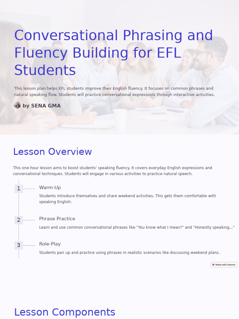 EFL Fluency: Conversational Phrasing Guide | PDF | Fluency | English As ...