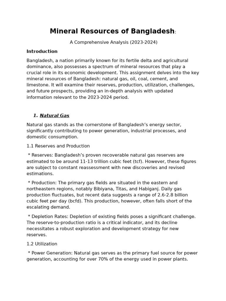 Bangladesh Studies Course Assignment Upoma Madam | PDF | Petroleum ...