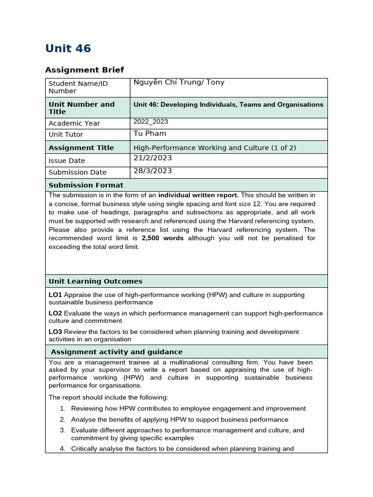 1. Assignment Brief | PDF | Human Resources | Human Resource Management