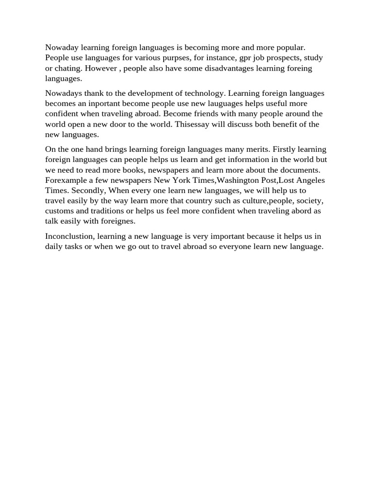Importance of Learning Foreign Languages | PDF