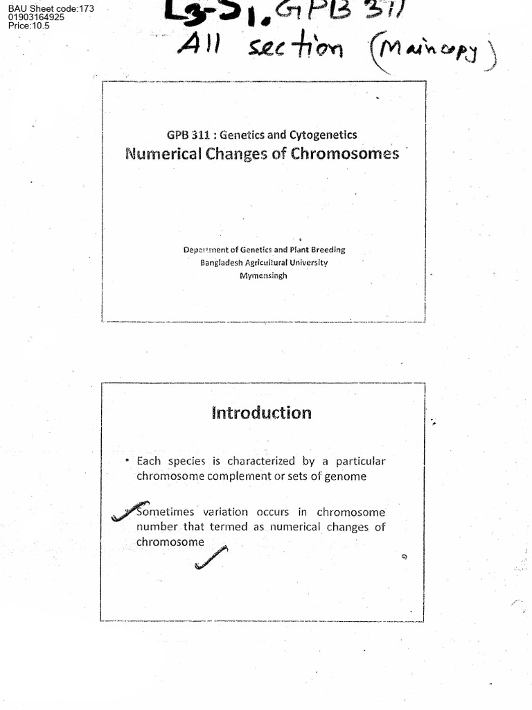 (2019) Numerical Change of Chromosome | PDF