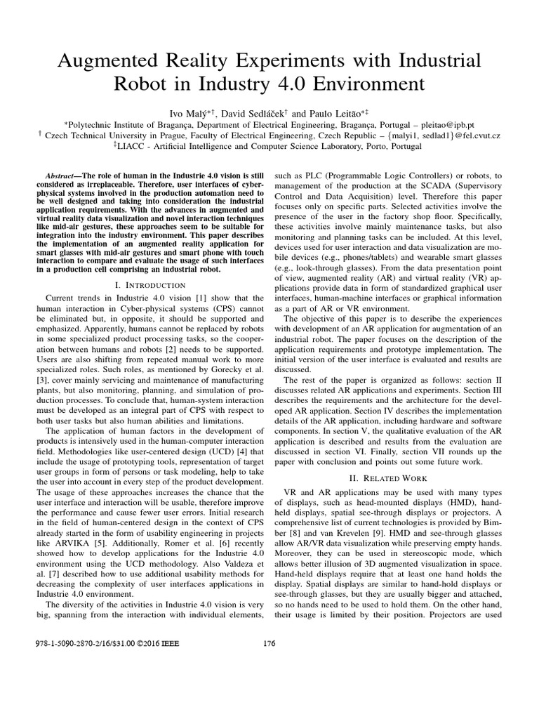 AR Experiments Robot Industry 4.0 | PDF | Augmented Reality | Virtual ...