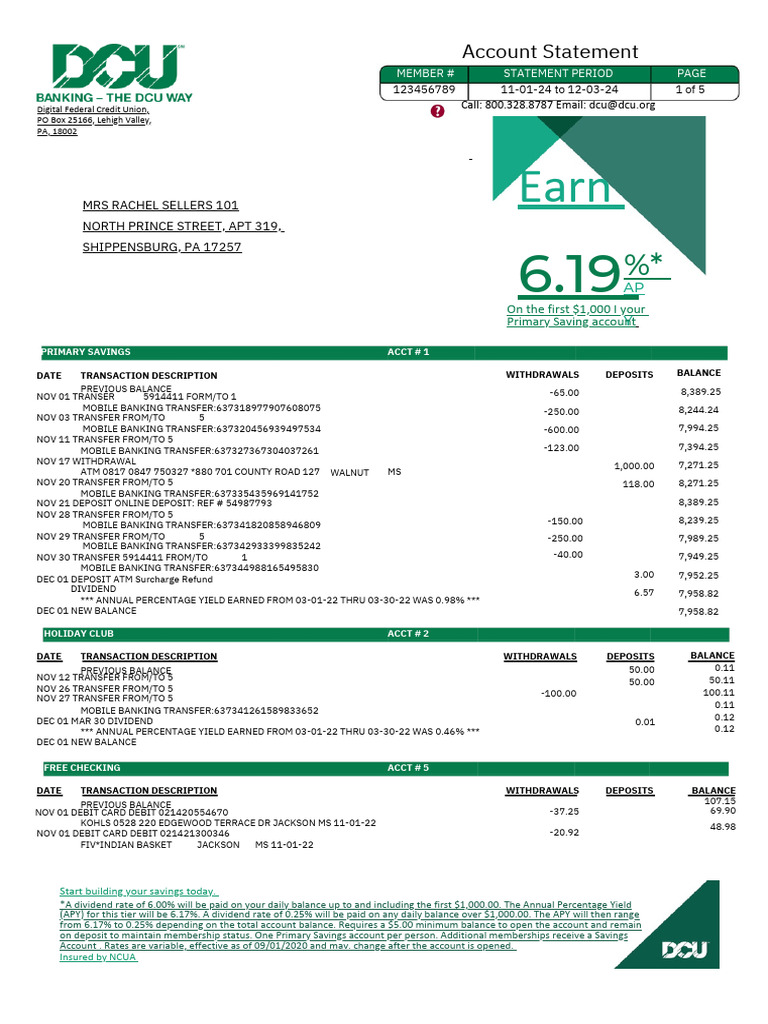 DCU Account Statement Overview | PDF | Overdraft | Transaction Account