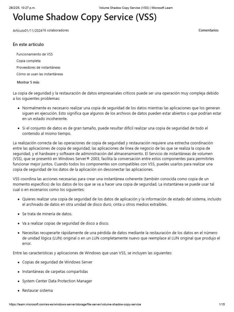 03 volume shadow copy service vss microsoft learn pdf archivo