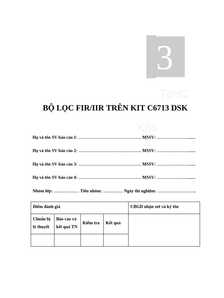 Tphc M Kho a: Bộ Lọc Fir/Iir Trên Kit C6713 Dsk | PDF