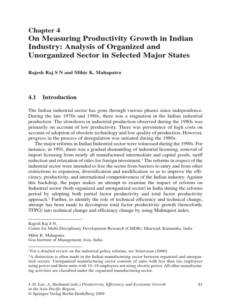On Measuring Productivity Growth in Indian Industry Analysis of | PDF ...