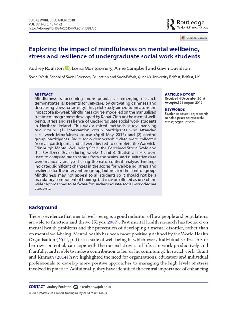 Mindfulness Impact on Social Work Students | PDF | Mindfulness ...