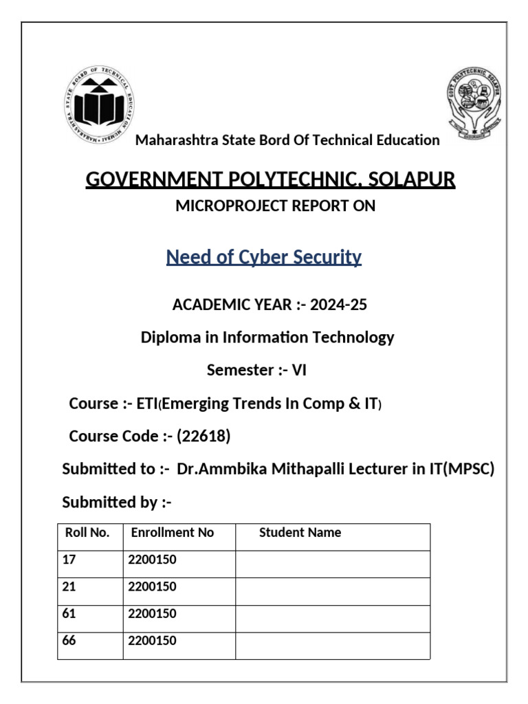Cybersecurity Microproject Report 2024-25 | PDF | Security | Computer ...