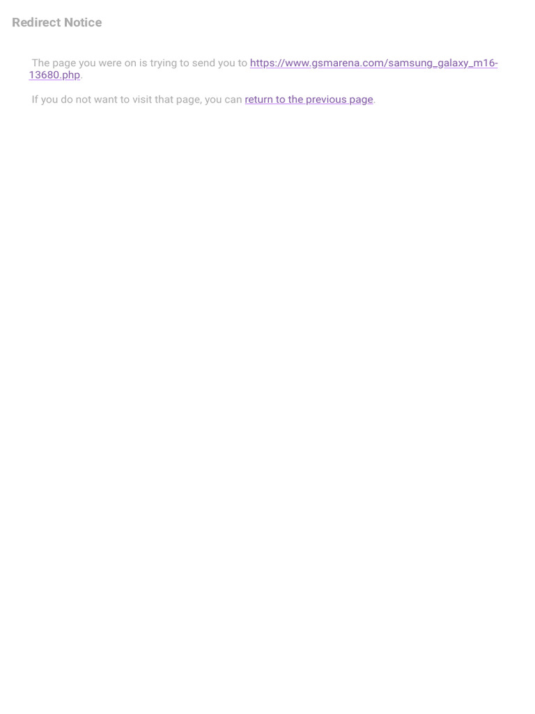 Redirect Notice for M16 on GSMArena | PDF
