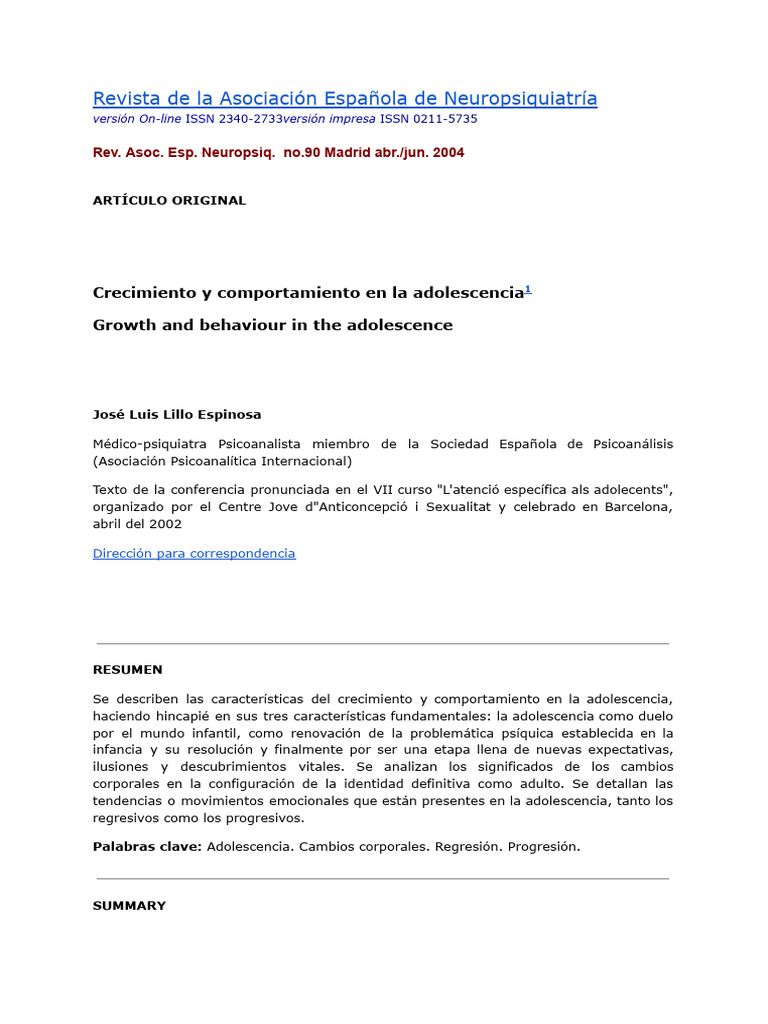 Crecimiento y Comportamiento en la Adolescencia | PDF | Adultos ...