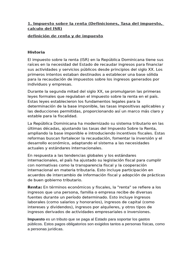 Impuesto Sobre La Renta | PDF | Impuestos | Impuesto sobre la renta