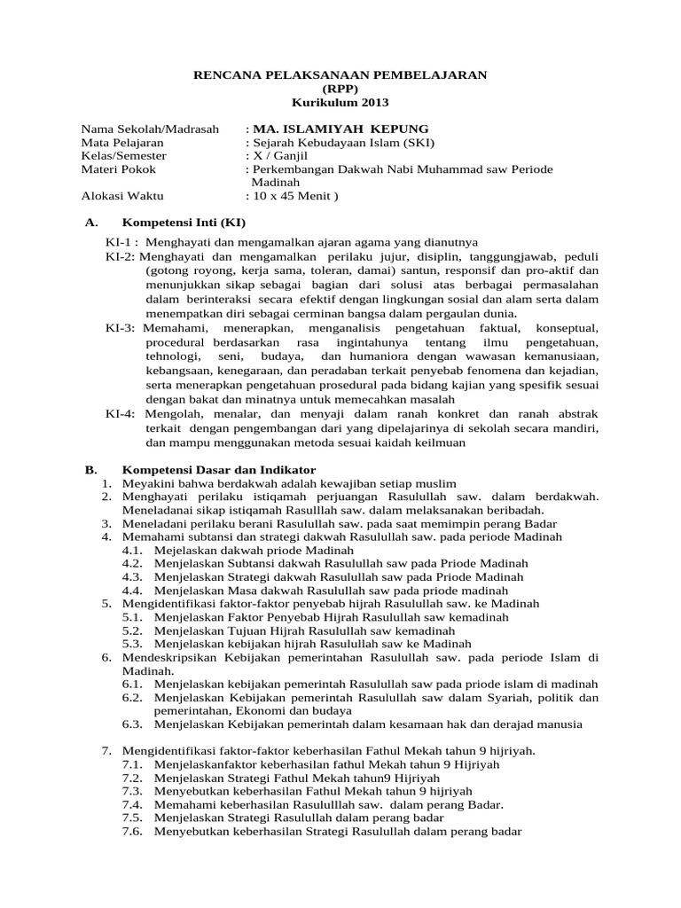RPP Sejarah Dakwah Nabi Muhammad | PDF