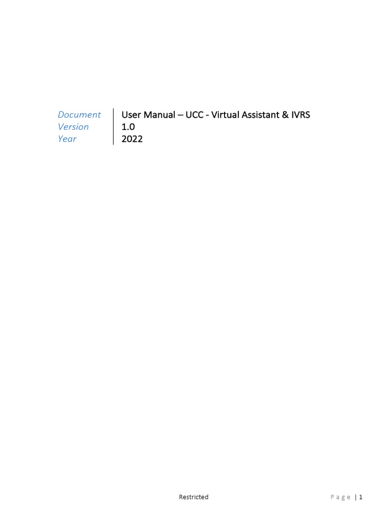UCC User Manual: Virtual Assistant & IVRS | PDF | Interactive Voice ...