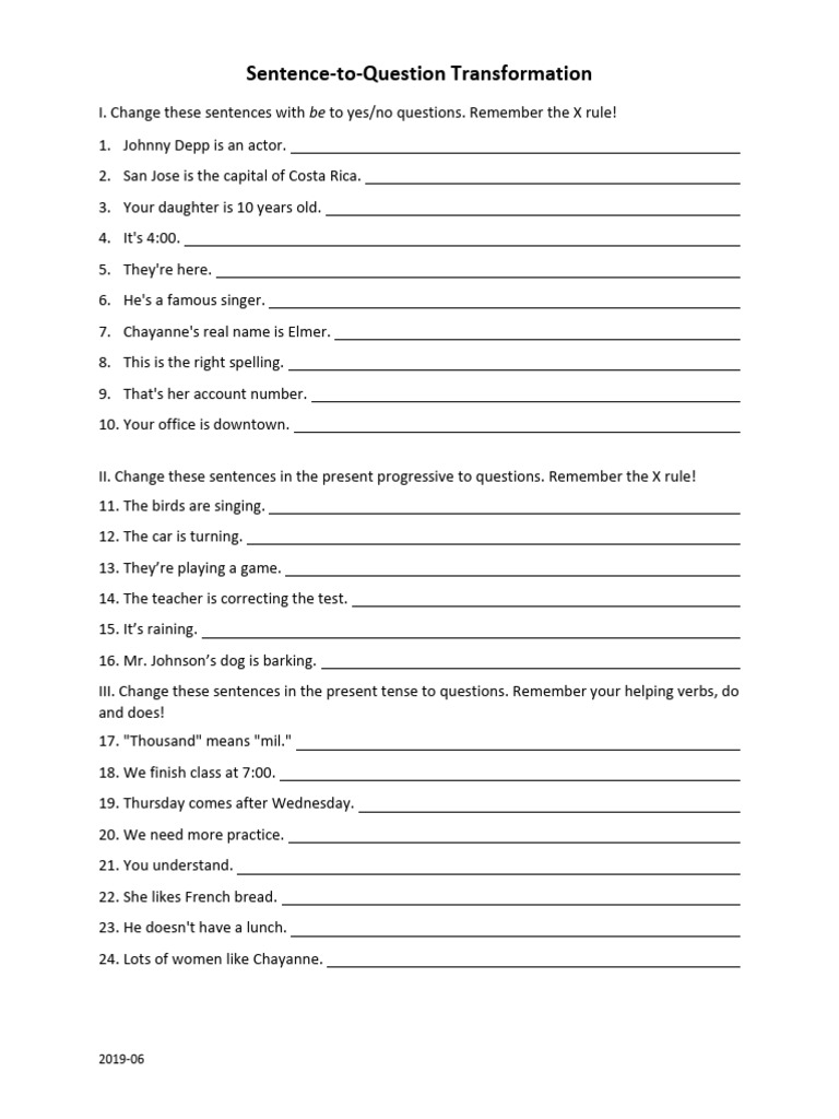 Transforming Sentences into Questions | PDF