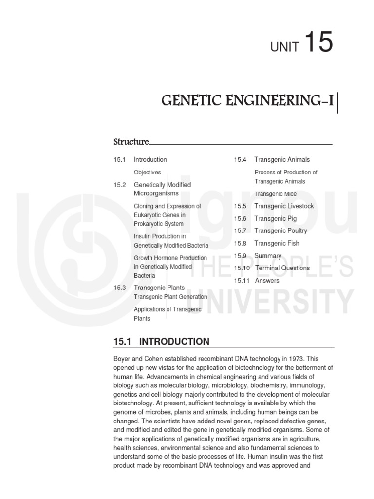 Genetic Engineering: GMOs and Applications | PDF | Genetically Modified ...