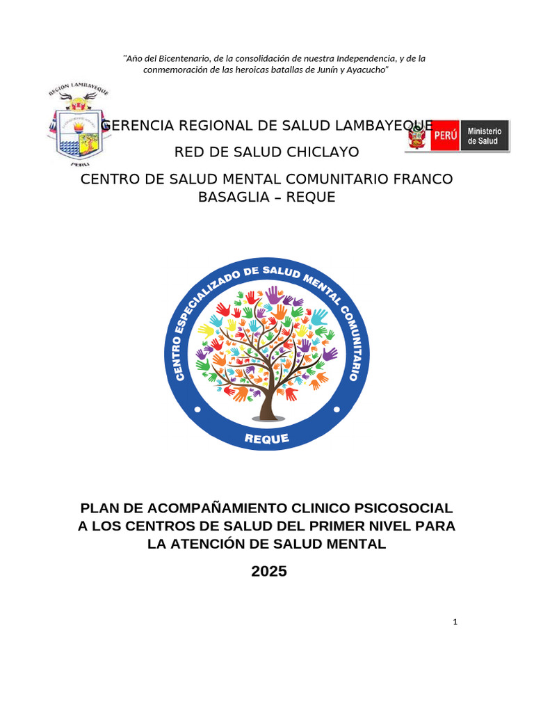 Plan de Salud Mental Comunitaria 2025 | PDF | Salud mental | Cuidado de ...