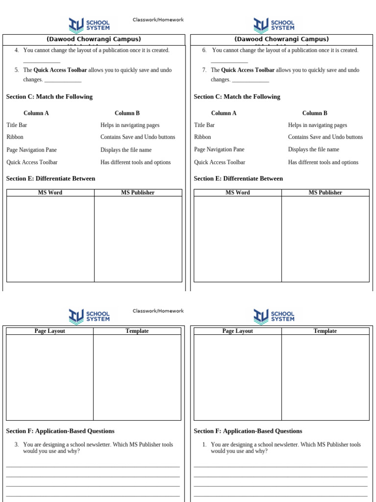 MS Publisher Classwork and Homework Guide | PDF | Window (Computing ...