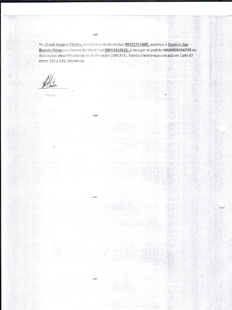 Autorizo para Daniela | PDF