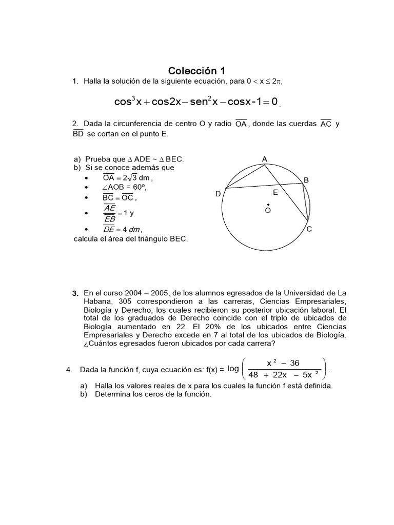 Problemas de Matemáticas Avanzadas | PDF | Ecuaciones | Objetos matemáticos