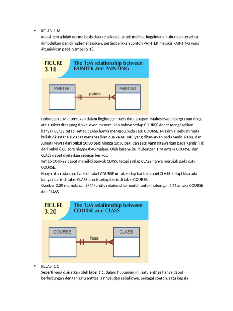 Relasi 1:M, 1:1, dan M:N dalam Database | PDF