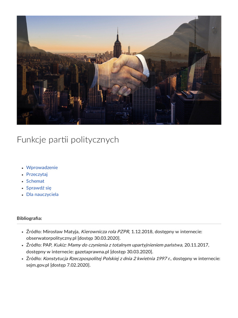 Funkcje Partii Politycznych | PDF