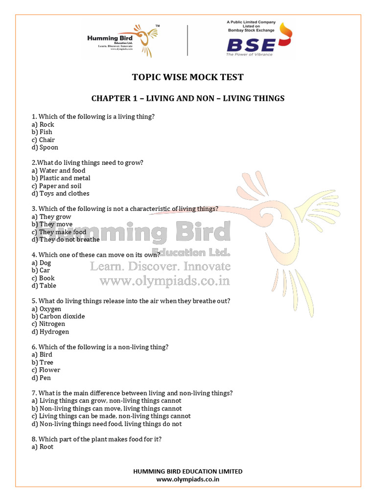Chapter 1 Living And Non Living Things Pdf Foods Plants