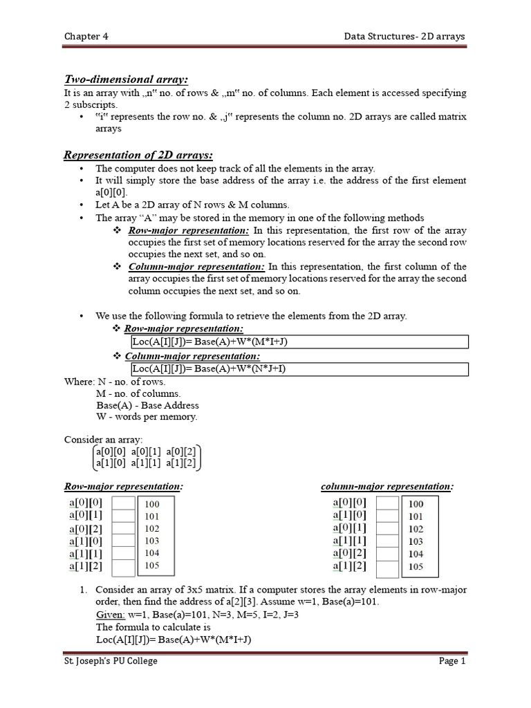 Data Structure 2D Arrays | PDF | Data Management | Computer Science