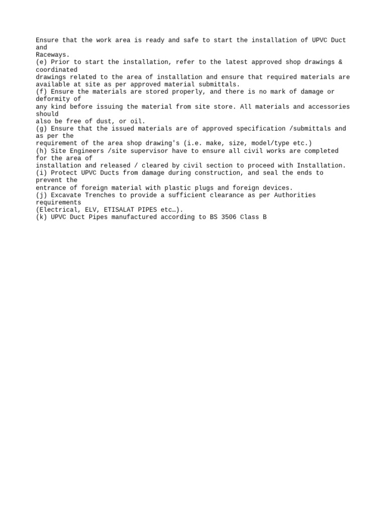 UPVC Duct Installation Safety Checklist | PDF