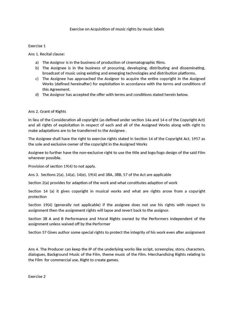Music Rights Acquisition by Labels | PDF | Assignment (Law) | Justice
