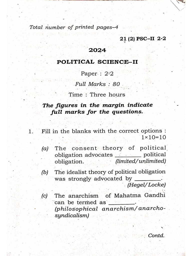 Political Science-II 2nd Semester B.A LL.B 2024 | PDF