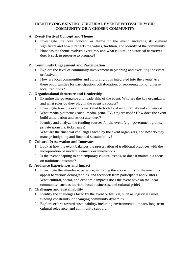Analyzing Community Cultural Events | PDF