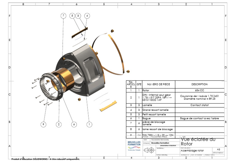Vue éclatée du rotor et pièces associées | PDF