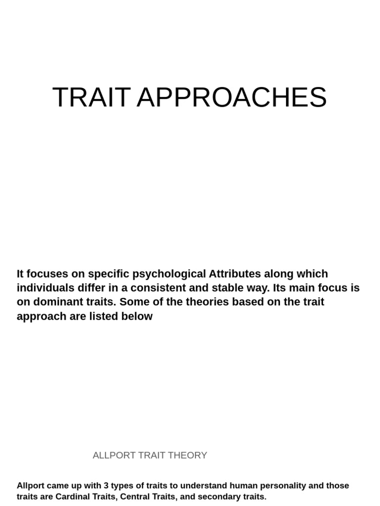 Trait Approaches | PDF