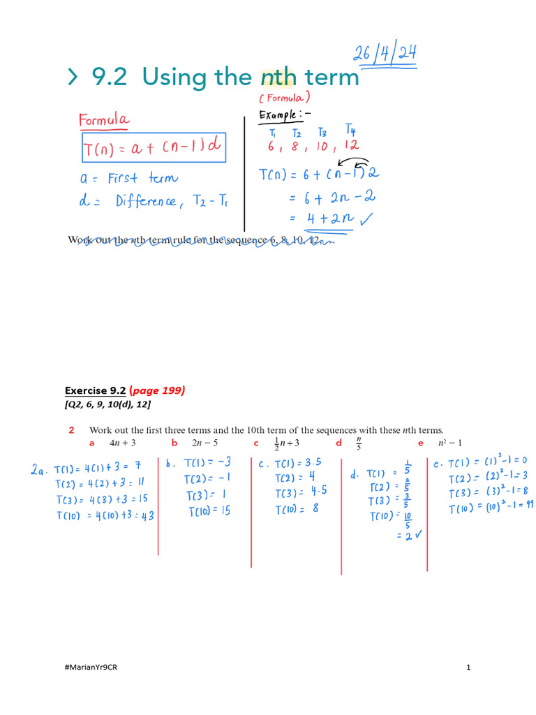 Understanding the nth Term Rule | PDF | Function (Mathematics) | Numbers