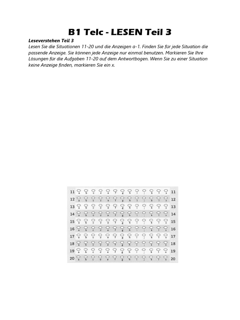 Telc B1 - Lesen Teil 3 Exp | PDF