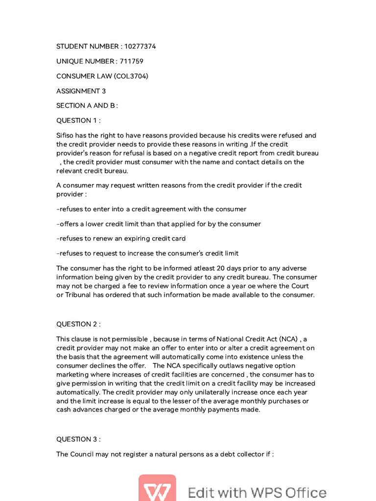 Consumer Rights and Credit Agreements Guide | PDF | Credit | Finance ...
