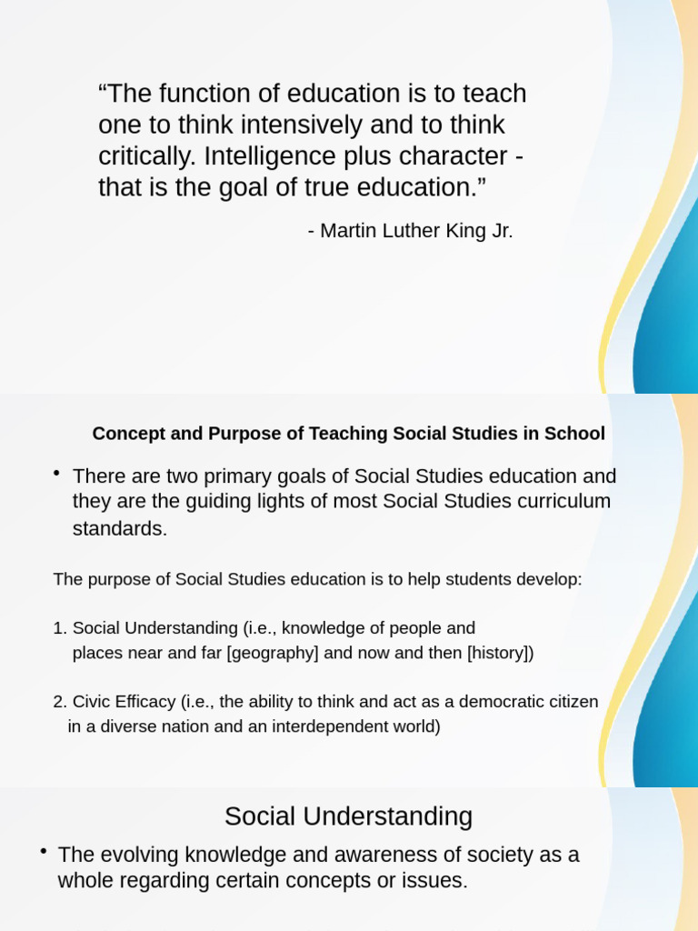 Goals of Social Studies Education | PDF | Knowledge | Cognitive Psychology