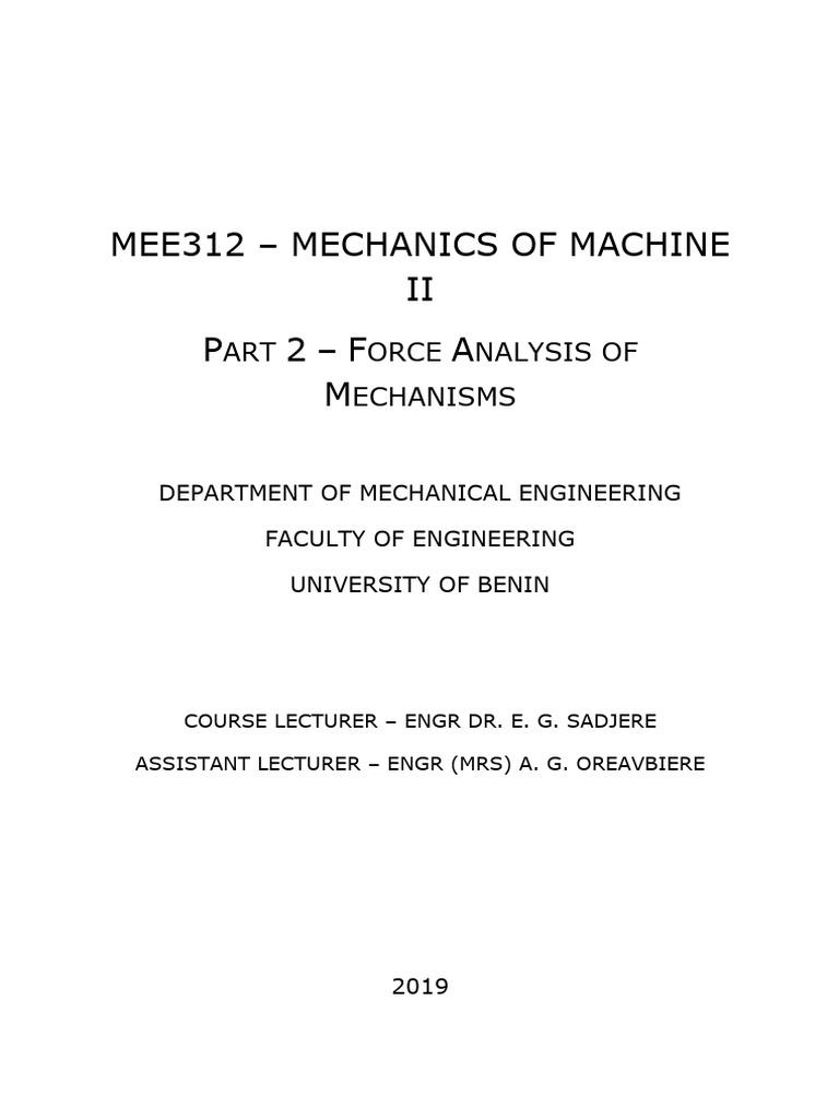 Force Analysis in Mechanical Systems | PDF | Kinematics | Rotation