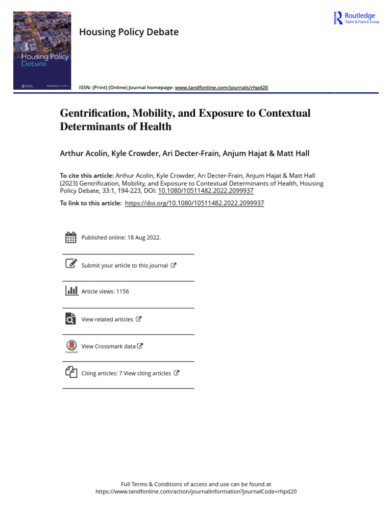 Gentrification's Impact on Health Determinants | PDF | Health Equity ...
