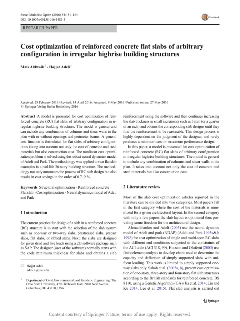 Cost Optimization of Reinforced Concrete Flat Slab | PDF | Mathematical ...