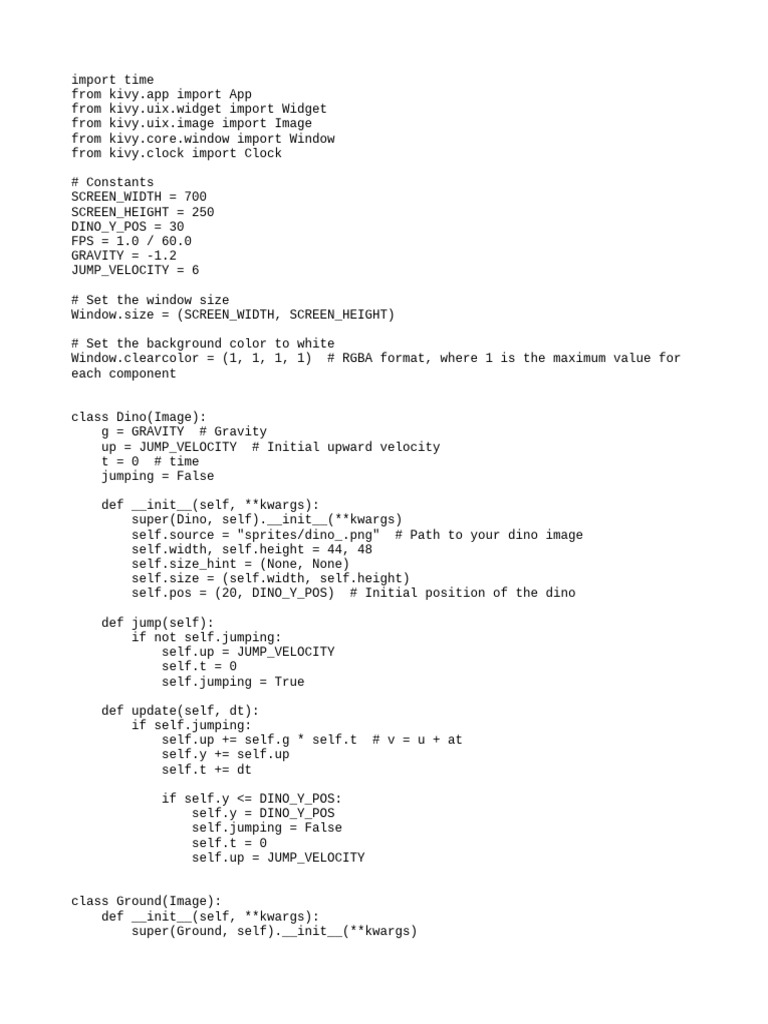 Kivy Dino Jump Game Guide | PDF