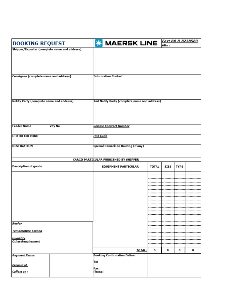 Booking Format Pdf